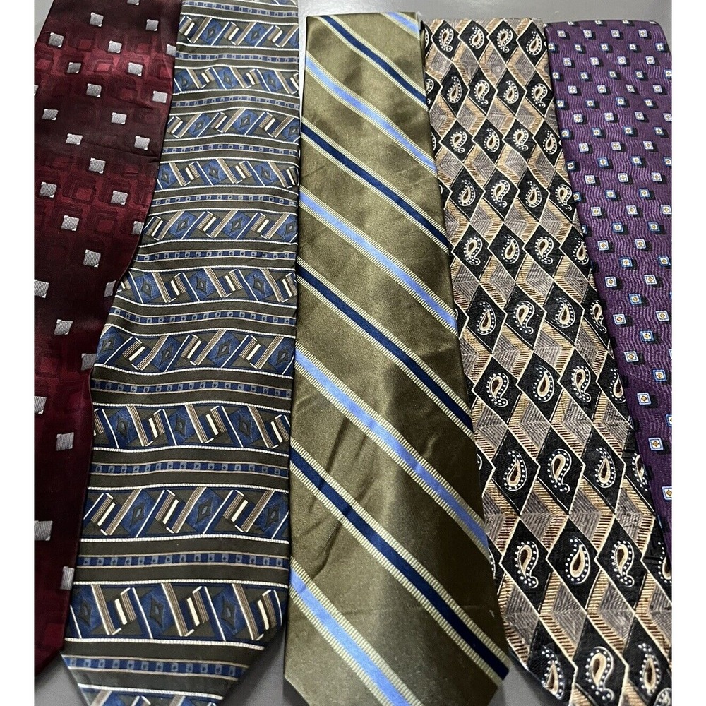 Lot of 5 Silk Men's Neck Ties Classic Business Dress Neckties Assorted Patterns - Picture 5 of 11